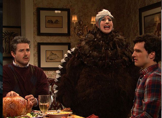 In the surreal final sketch of the night, Vanessa Bayer is...a...turkey.